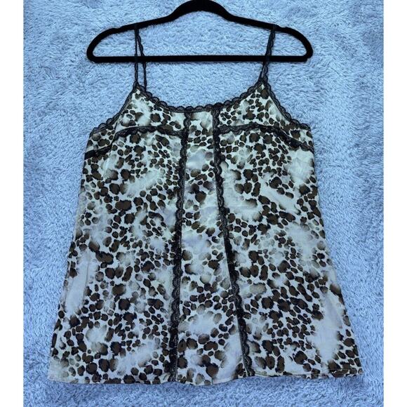 Womens Vintage Y2K Large Cheetah Leopard Print Lace Tank Cami Top HIP Never Worn - Picture 1 of 10